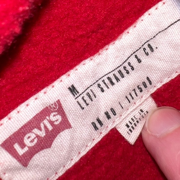 Levi’s Men’s Croft Fleece Stripe Red Logo Hoodie Size Medium - Picture 8 of 16